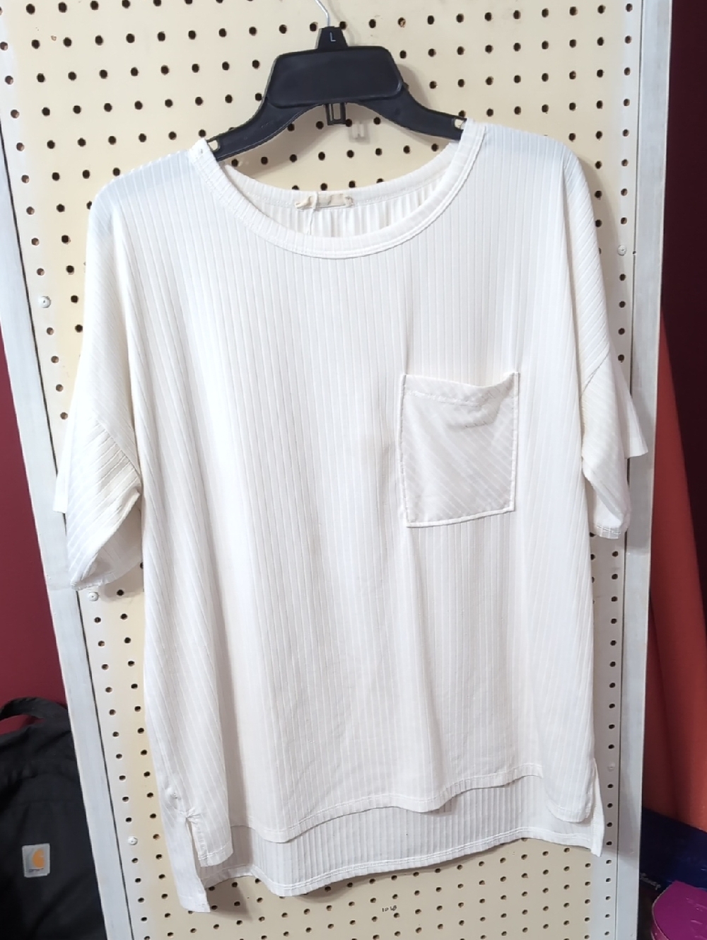 Ribbed Short Sleeve Pocket Top